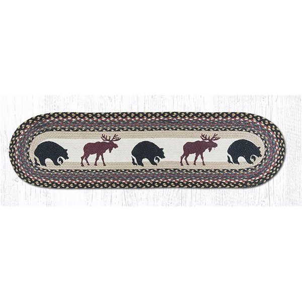 Capitol Importing Co 13 x 48 in. Bear and Moose Oval Patch Runner 64-043BM